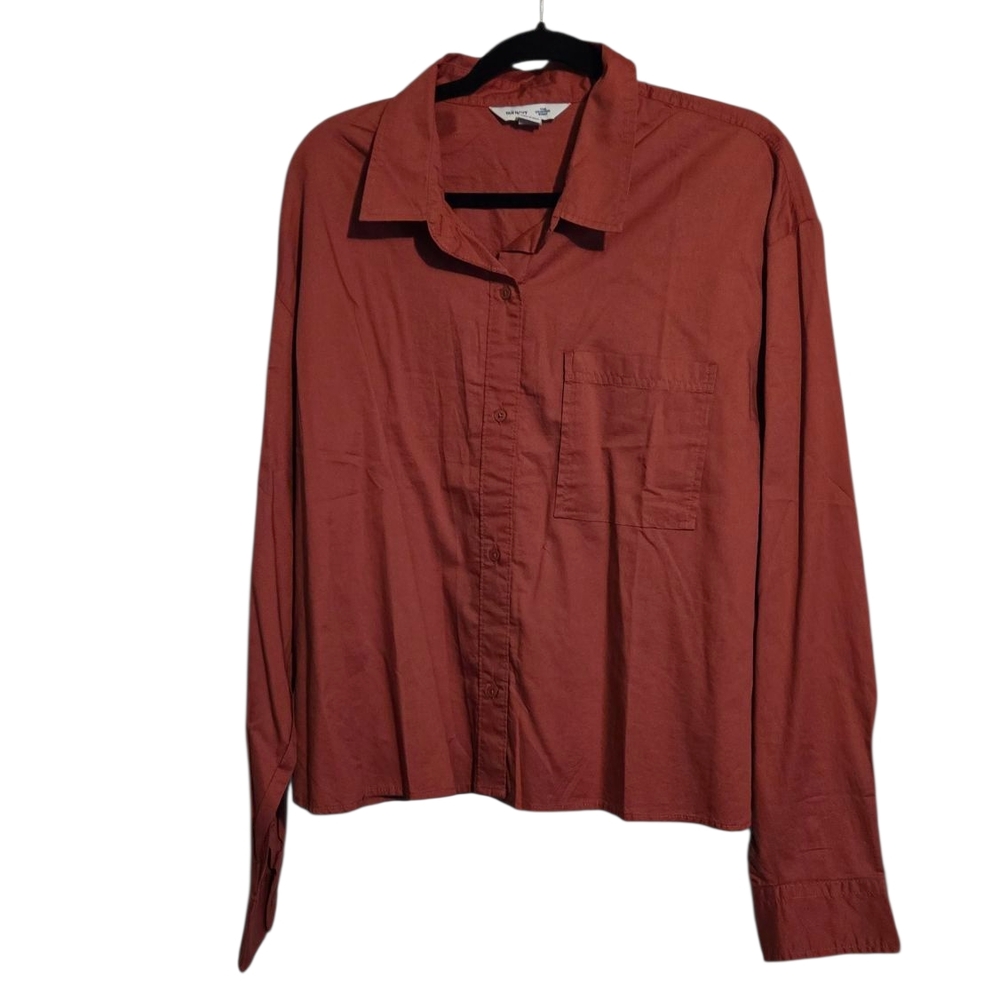 New Women's Rusty-colored Cropped Button-Up Shirt